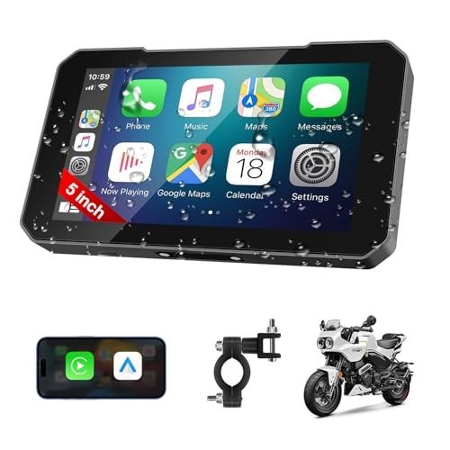 Motorcycle CarPlay Screen with Wireless CarPlay Android Auto, 5 Inch