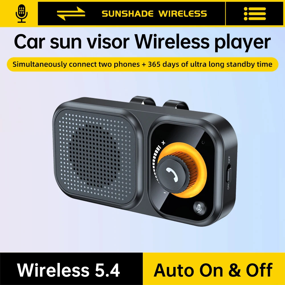 New Wireless Bluetooth 5.4 Sun Visor Car Speaker Handsfree Car Stereo MP3 Player