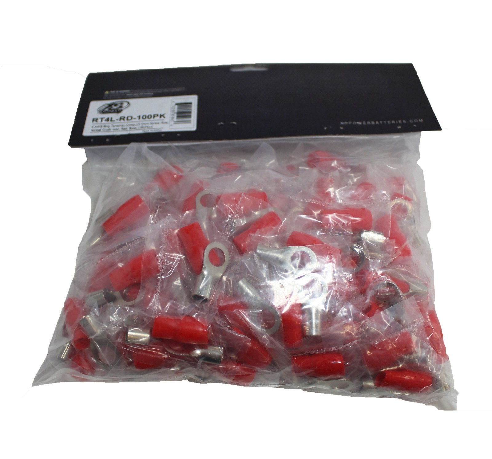 5 x XS Power Red 4 AWG 10.5MM Ring Terminals Nickle Plated XS-RT4L-RD