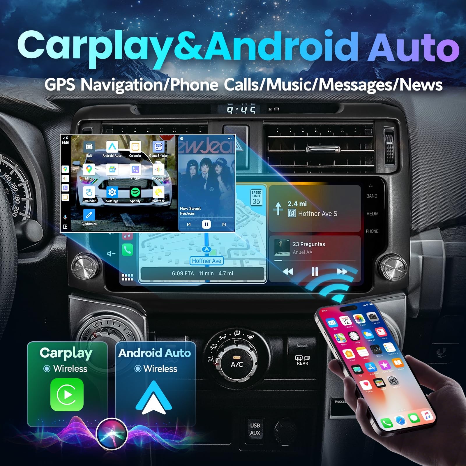 4+64G 8core CarPlay W/apple 10.33″Auto Stereo Radio For Toyota 4runner 2009-2019