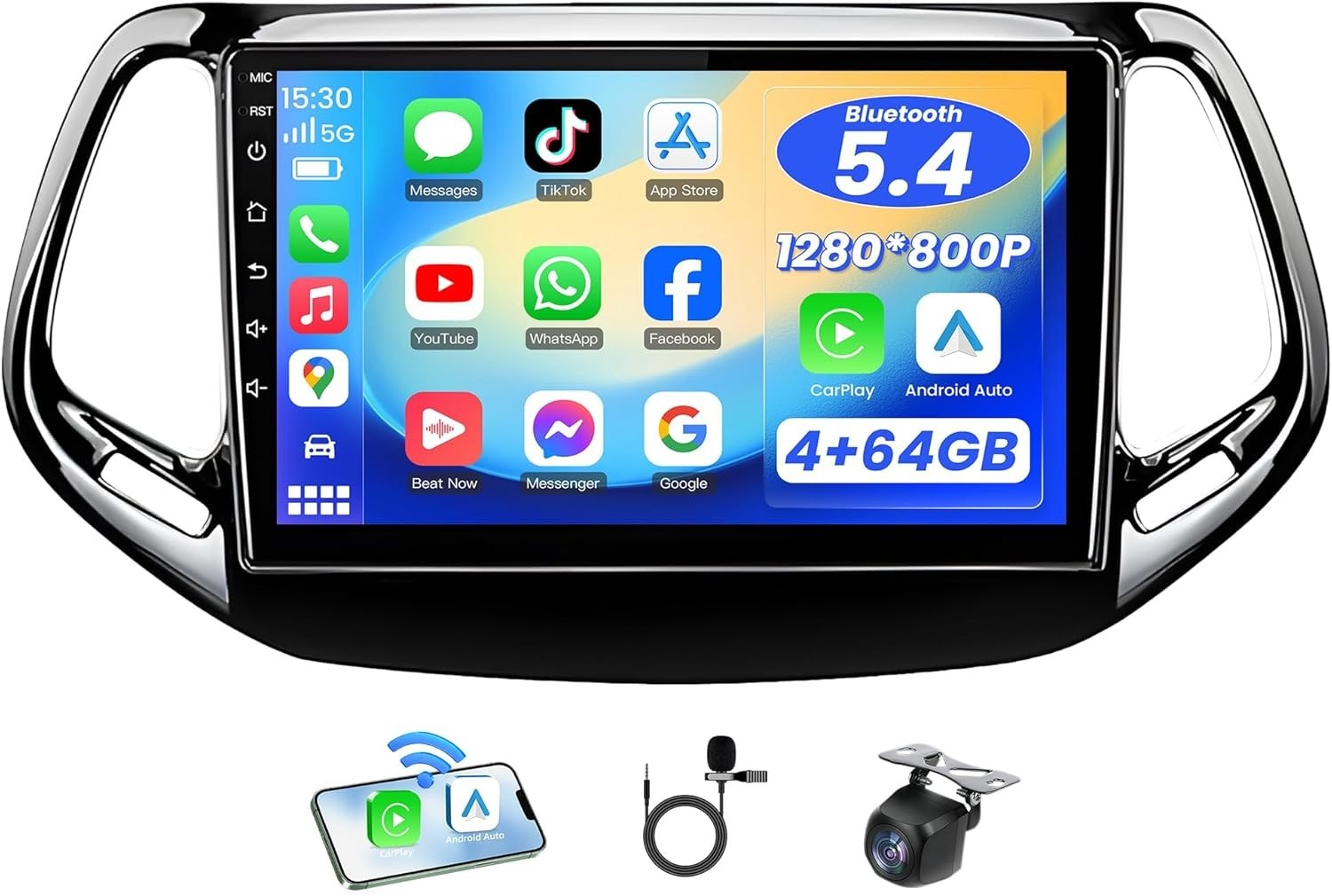 Jeep Compass Patriot 2017 2020 10 inch IPS CarPlay Android Auto GPS 64GB 5G WiFi