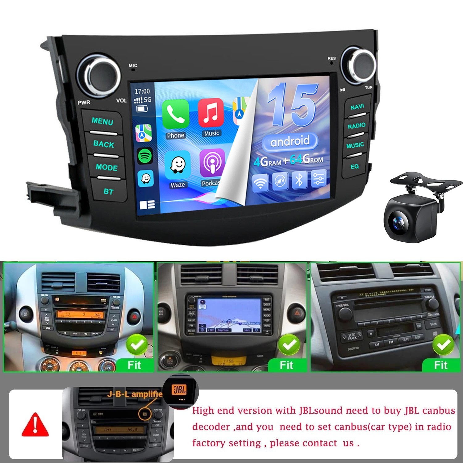 Car Stereo Radio Wifi Carplay For 2006 2007 2008 2009 2010 2011 2012 Toyota RAV4