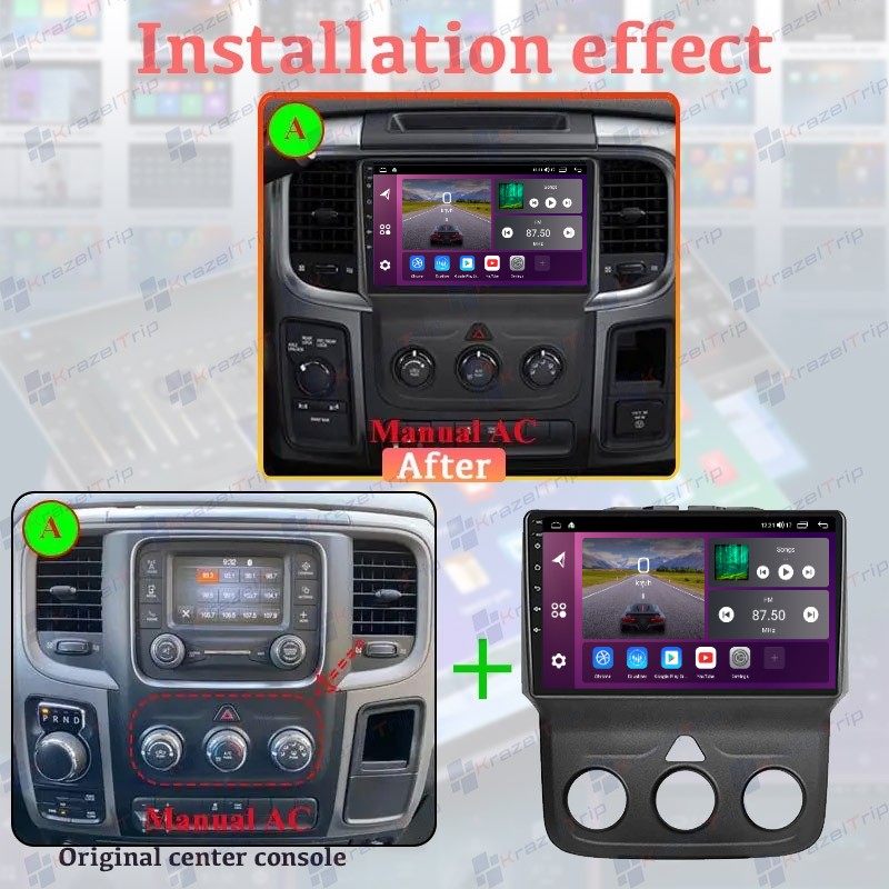 8 Core Stereo Car Radio Carplay for 2013 – 2018 Dodge Ram 1500 2500 3500 Android