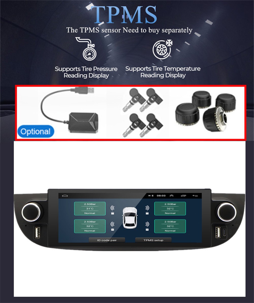 Car Radio Stereo Player GPS Navi Head Unit WIFI SWC Fit For Fiat 500 2007-2018
