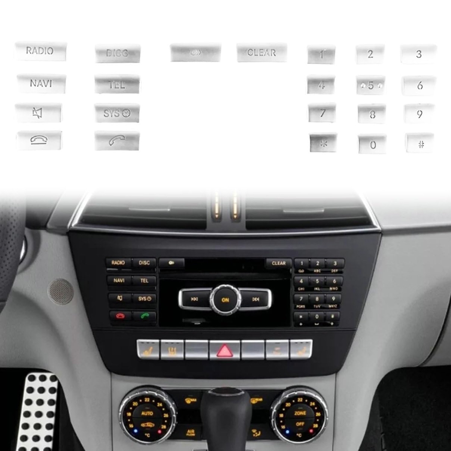 22Pcs Center Console Radio CD Pannel Numbers Button Cover Stickers Set for Me…