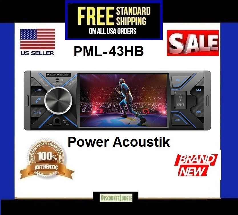 Power Acoustik PML-43HB Bluetooth Digital 1080P Multimedia Receiver w/ 4.3″ LCD