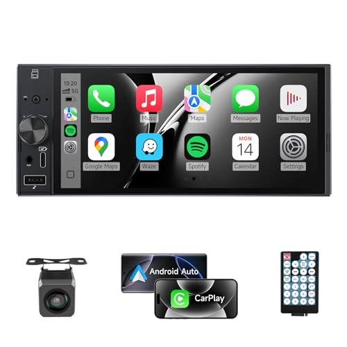 Single Din Car Stereo with Carplay Android Auto,6 Inch in-Cell Touch D65