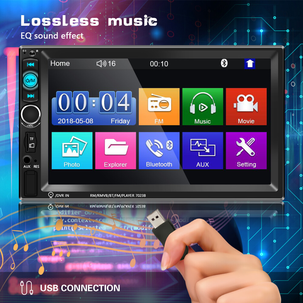 7″ Double 2 DIN Car Radio Stereo Bluetooth FM USB TF AUX IOS/Android MP5 Player