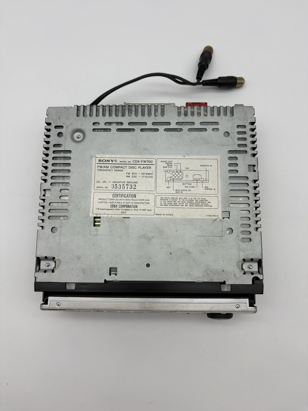 Sony CDX-FW700 CD Player 1 DIN In-Dash Equalizer Detachable Face