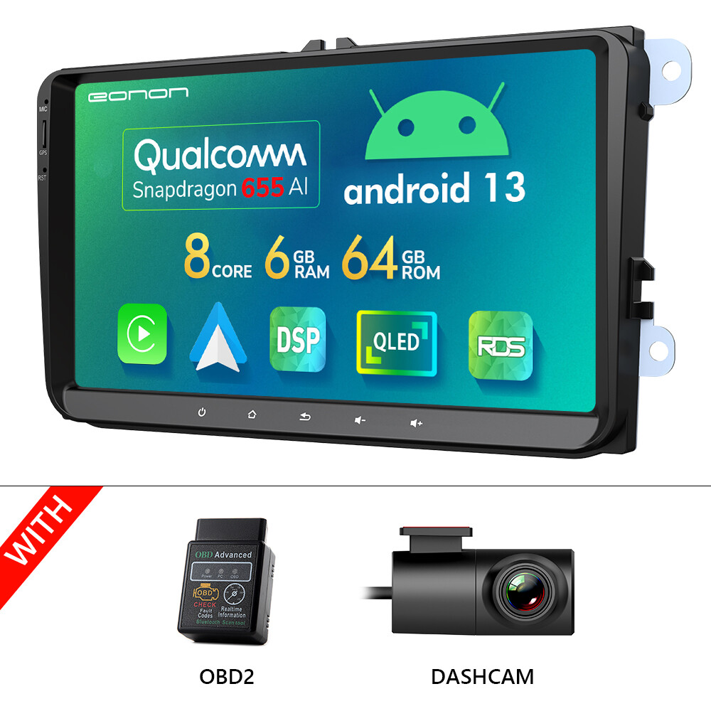 DVR+OBD+For VW Volkswagen Android 13 8-Core 6GB RAM Car Stereo Radio GPS CarPlay