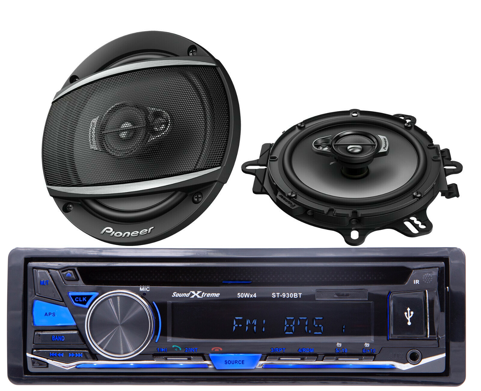 SoundXtreme ST-930BT Bluetooth Car Receiver +2x Pioneer TS-A1677S 5″ Speakers