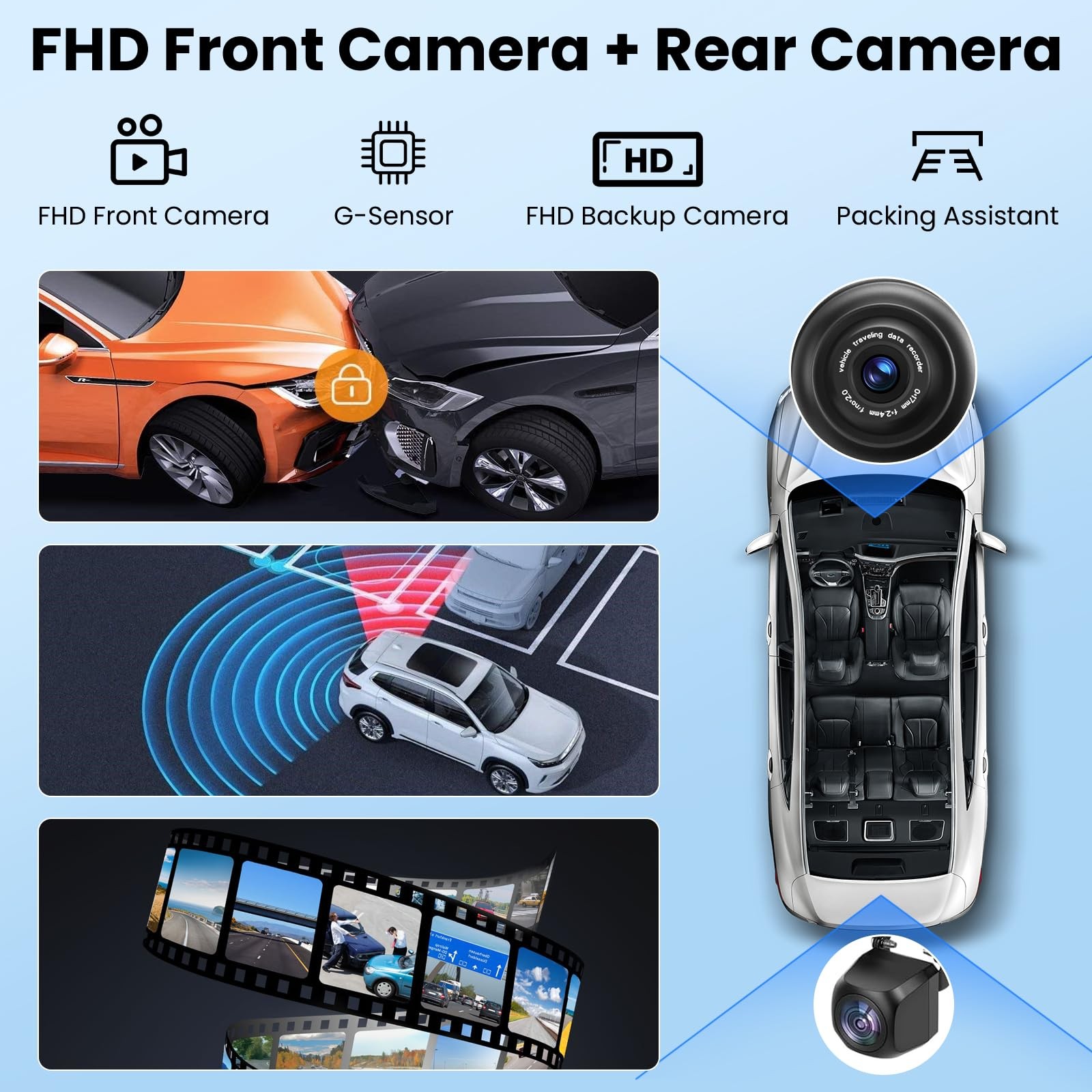 Wireless Portable Carplay Screen with 4K Dash Cam, 9″ HD Touch C