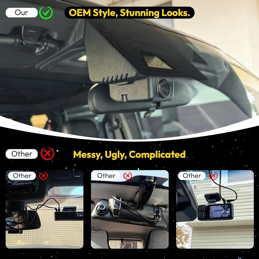 4K Dash Cam Front & Rear Ford Bronco 2021-2024 OEM Look WiFi GPS 128GB Model A