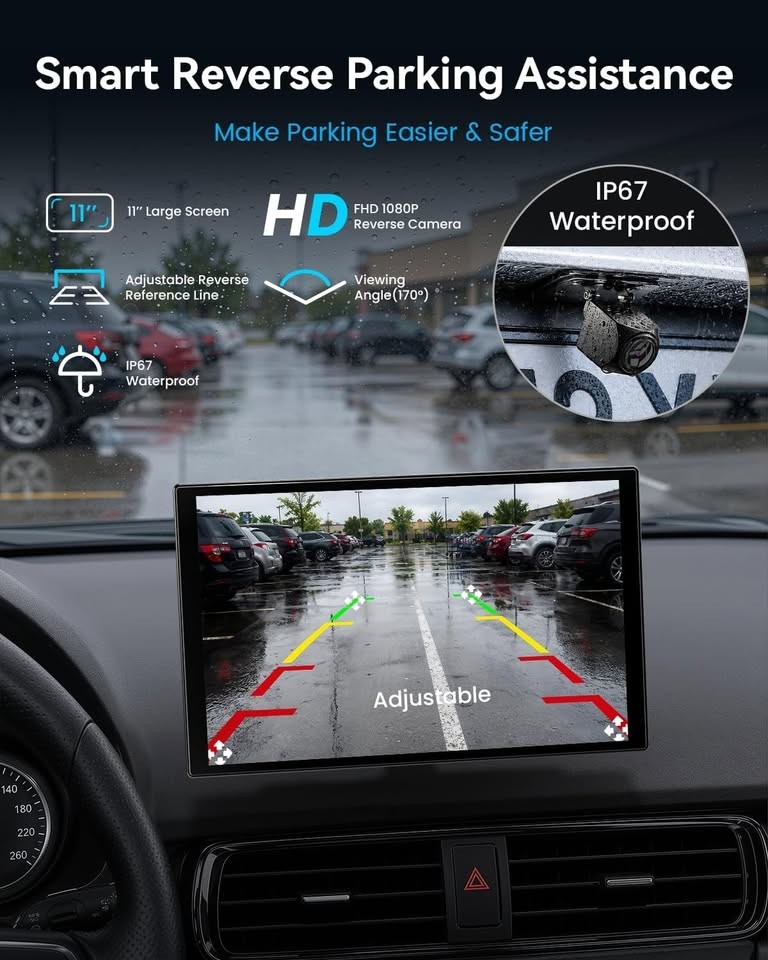 11″ Wireless CarPlay Android Auto Screen w/ 4K Dash Cam