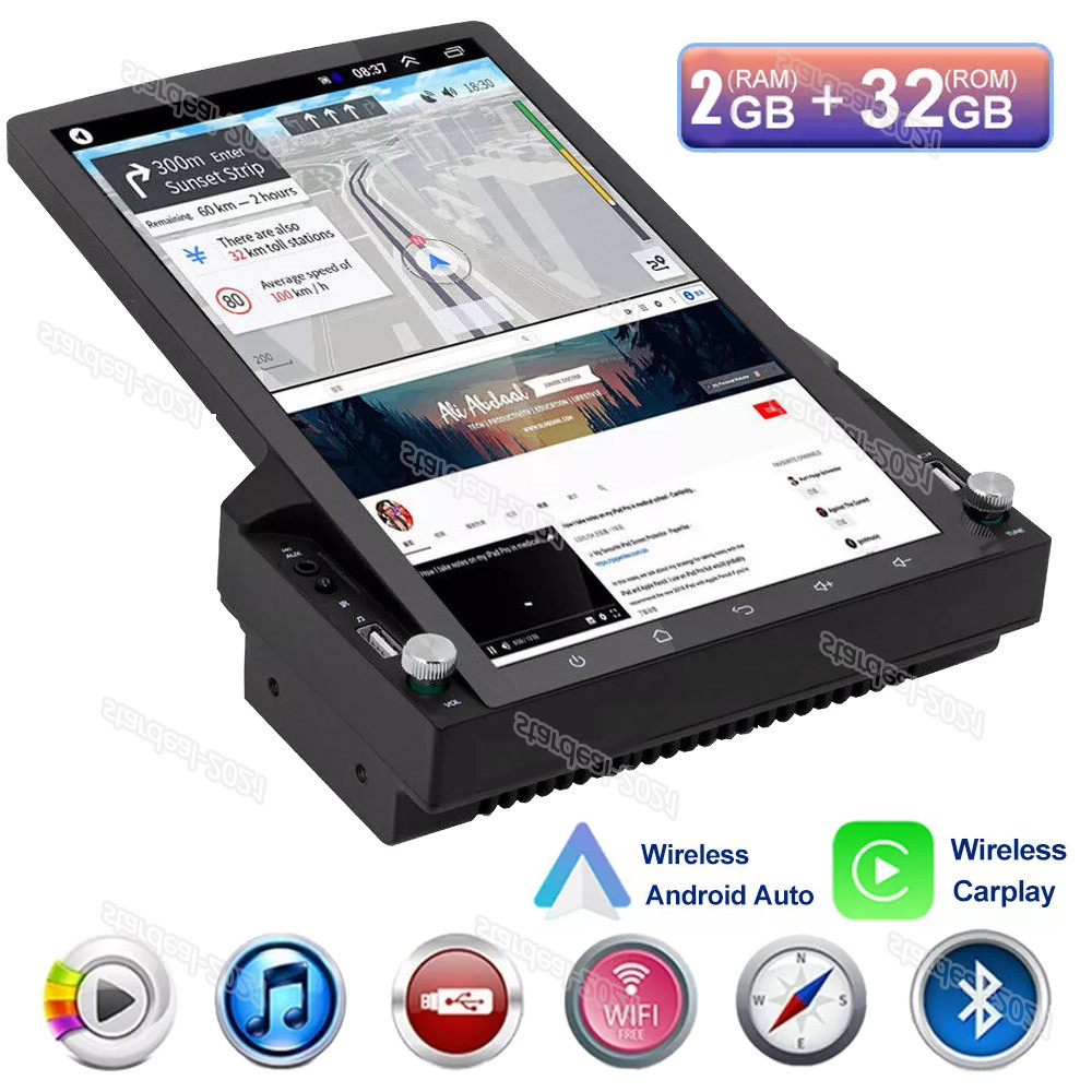Android 13 Carplay Car Stereo GPS WiFi 10″ 2Din Vertical Screen Radio Player 32G