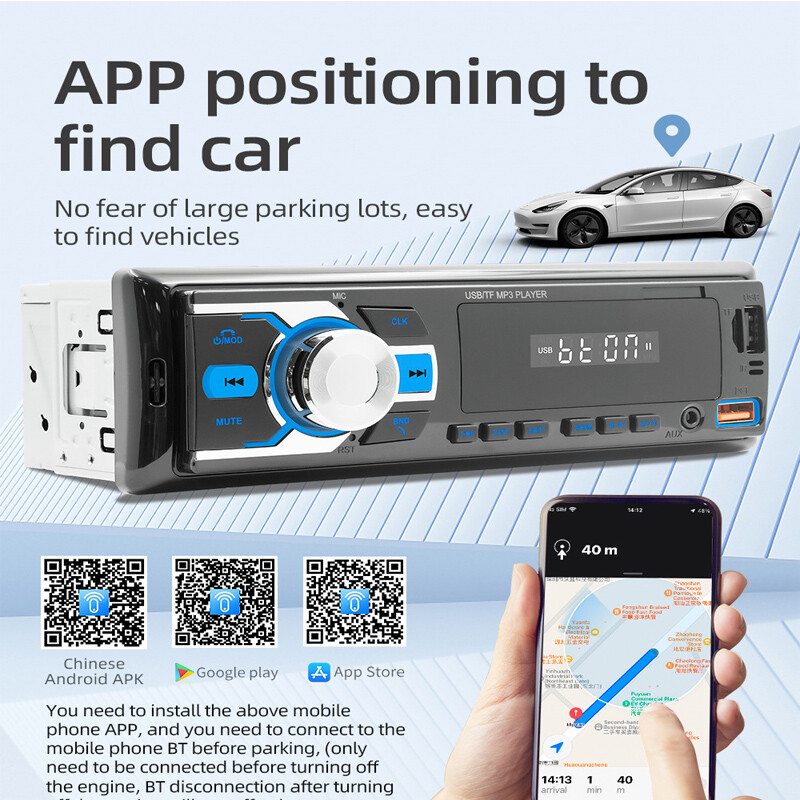 1Din 12V Car LCD Bluetooth MP3 Player Radio Stereo USB TF FM AUX Media WMA/WAV