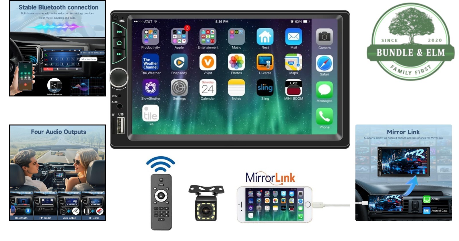 7-Inch HD Touchscreen Car Stereo with Backup Camera & Bluetooth 5.0 Connectivity