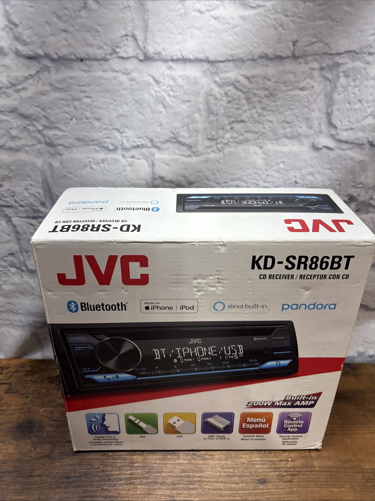 JVC KD SR86BT Bluetooth CD Receiver USB AUX Pandora Alexa Built In New