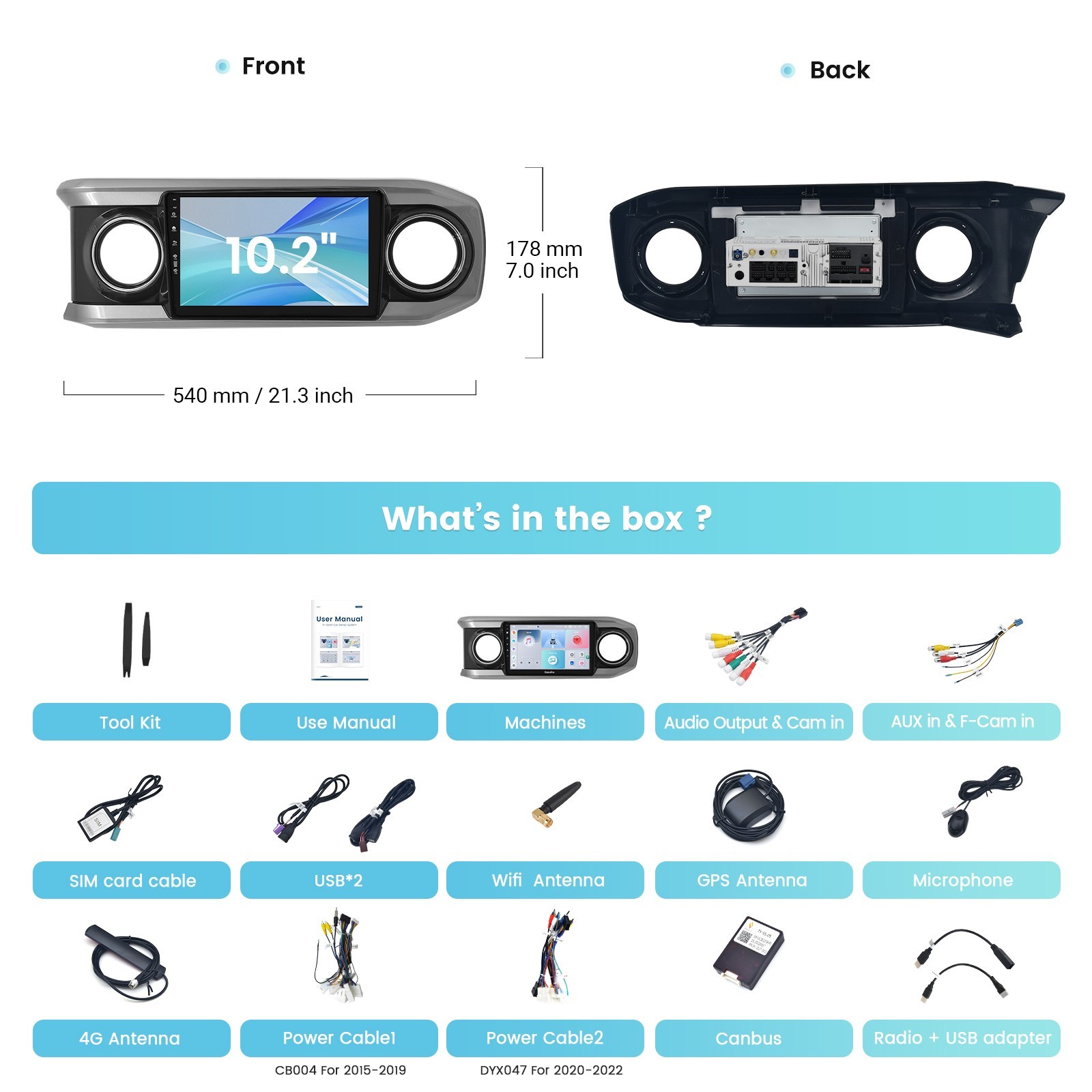 Roadanvi X12 Car Stereo CarPlay Touch Screen WiFi for Toyota Tacoma 2016-2022