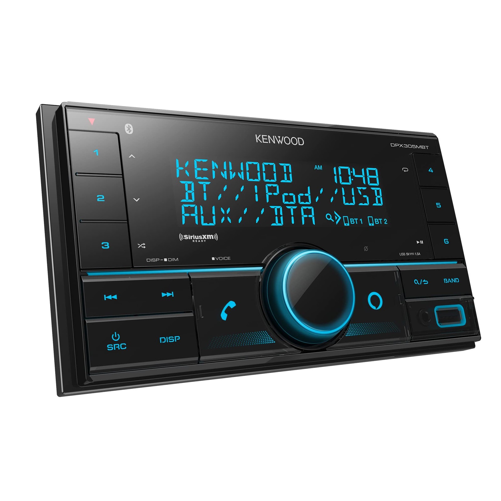 Kenwood DPX305MBT Double DIN Car Stereo + SiriusXM SXV300 Tuner Bundle