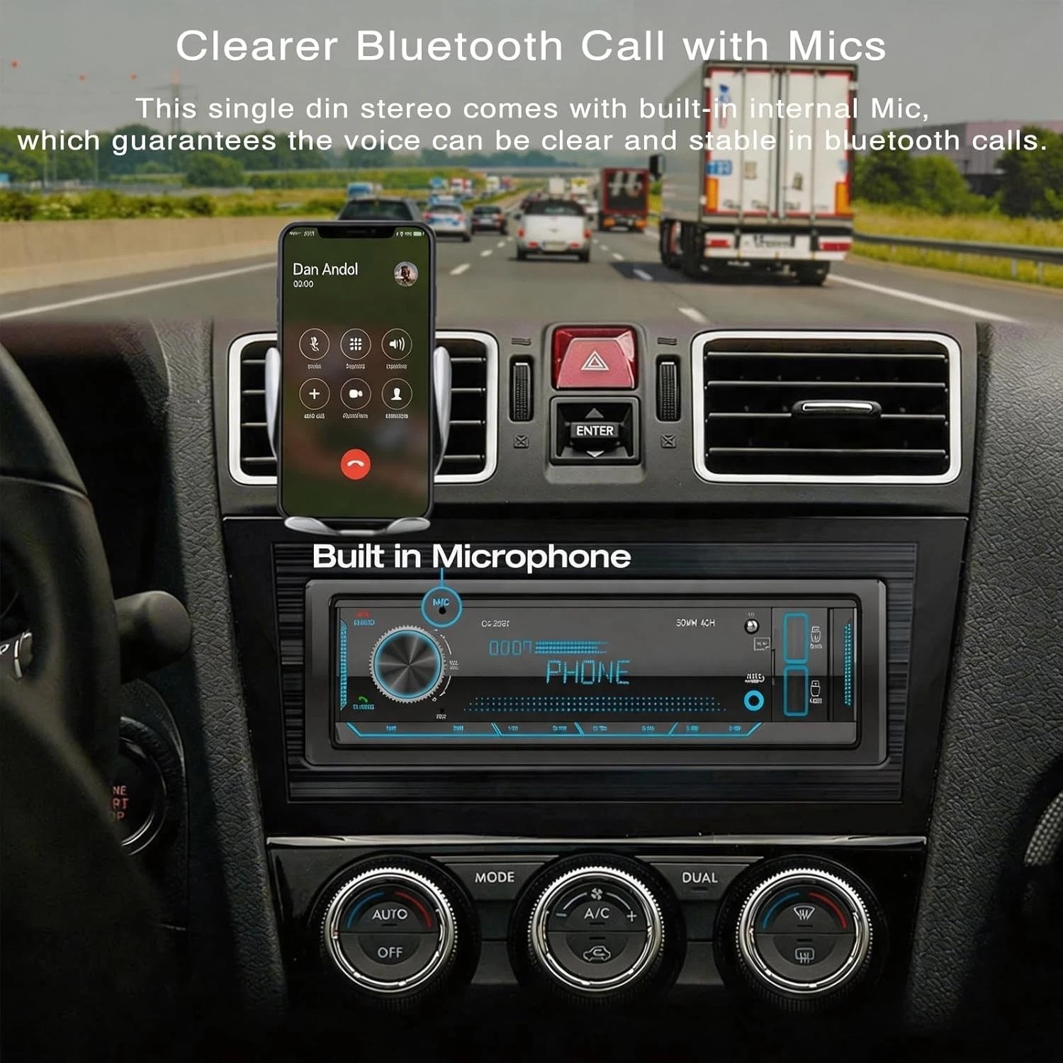 Single Din Stereo Marine Radio: Bluetooth Car Audio Receivers with Digital LC…