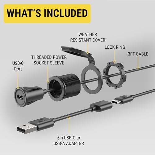 CPDACCKO Dash Mount Extension with 3 ft Single Port USB-C Passthrough Only