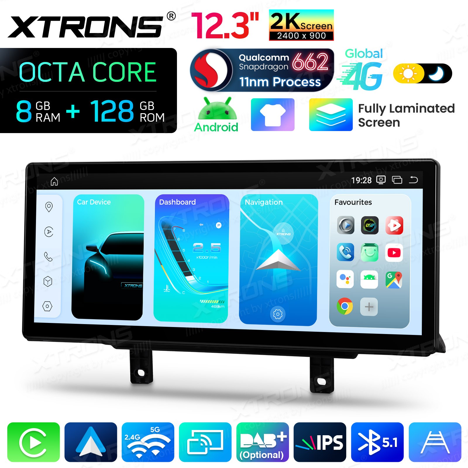 For BMW F30 F31 F32 F33 F36 Android Navigation 12.3″ Screen 2K IPS 8G 128GB WiFi