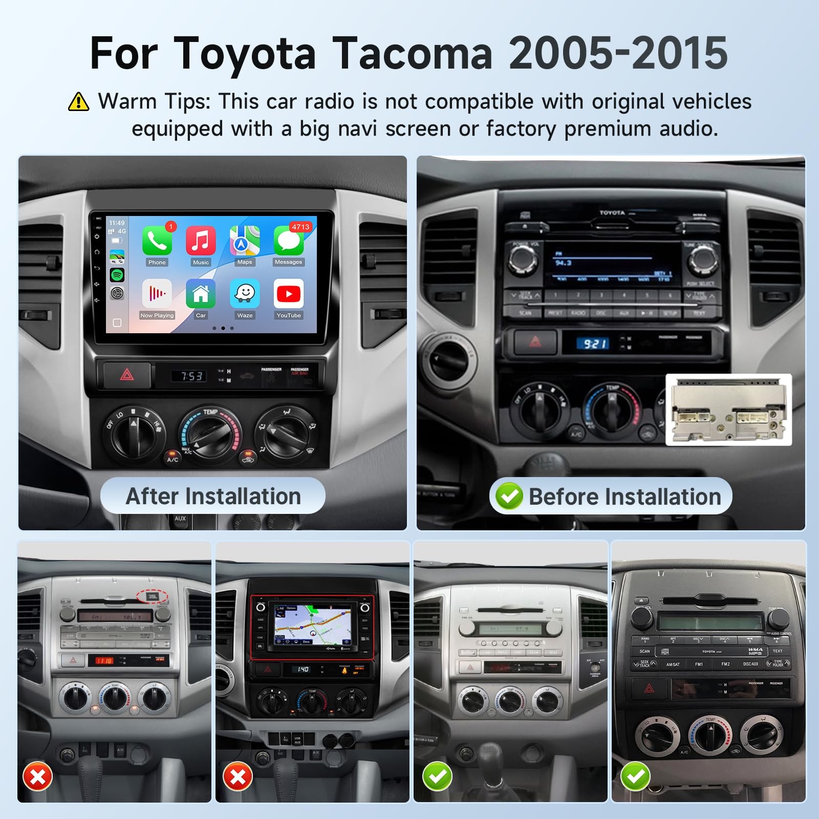 Leadfan 9-Inch Linux Car Stereo for Toyota Tacoma 2005-2015, CarPlay Ready
