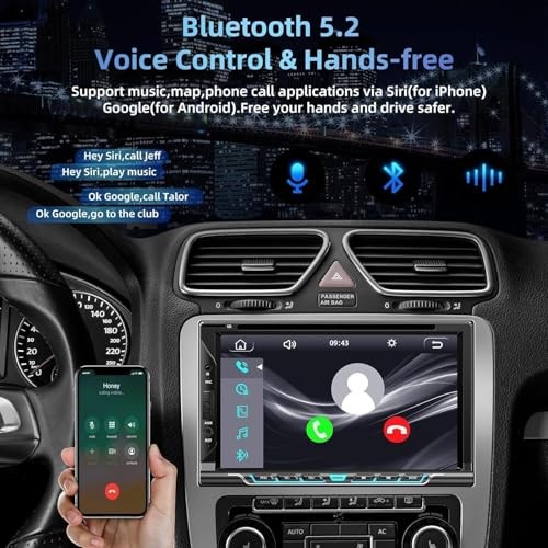 Double Din car Stereo with CD/DVD Player- CarPlay & Android Auto, Car Style A