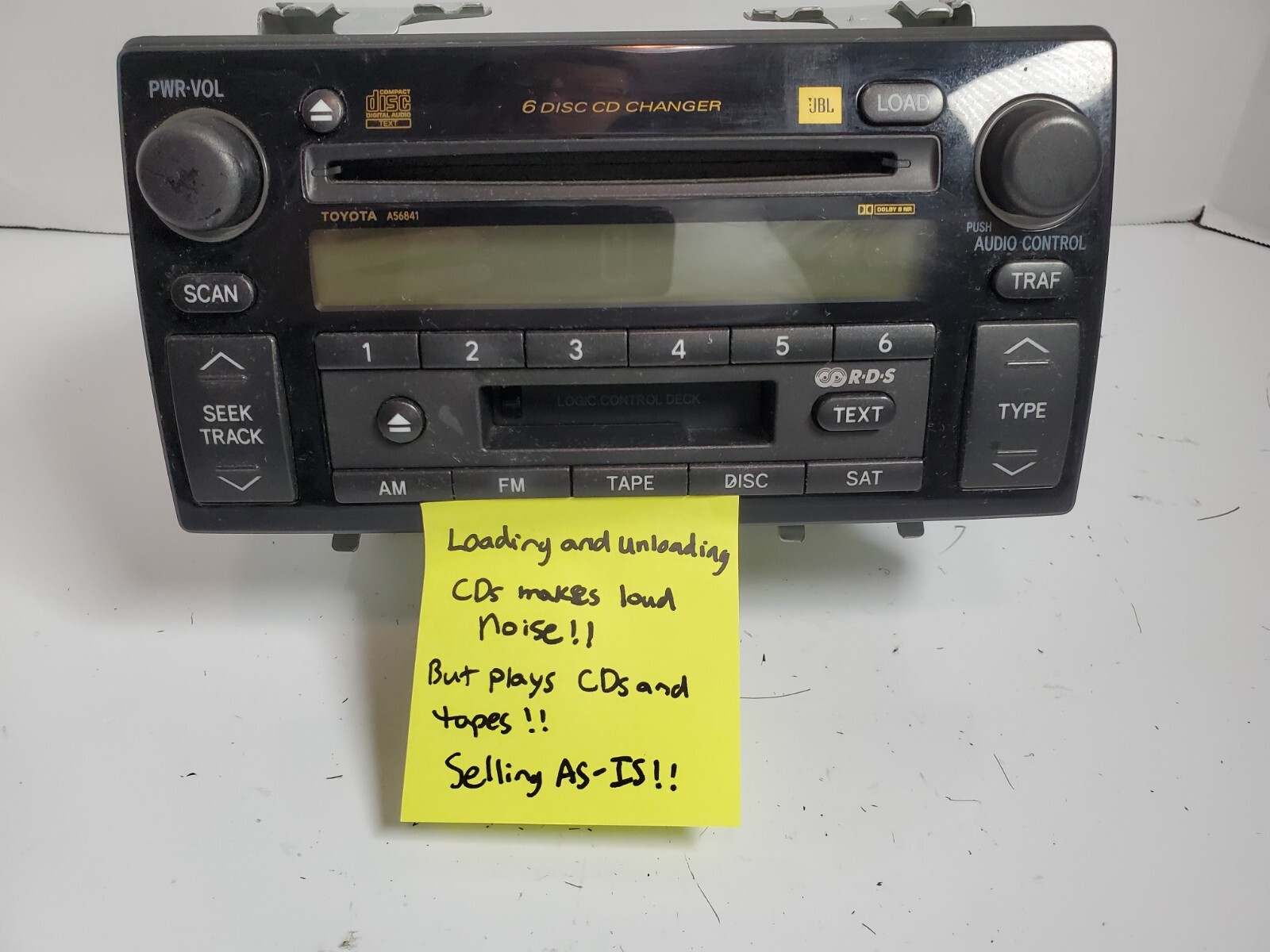 AS-IS OEM Toyota 86120-AA210 6 Disc CD / Cassette Tape Player Double DIN Stereo