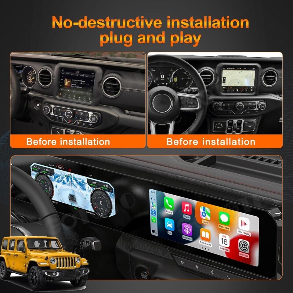 Dual Screen Car Radio for Jeep Wrangler JL Gladiator 2018-2023 Stereo Upgrade