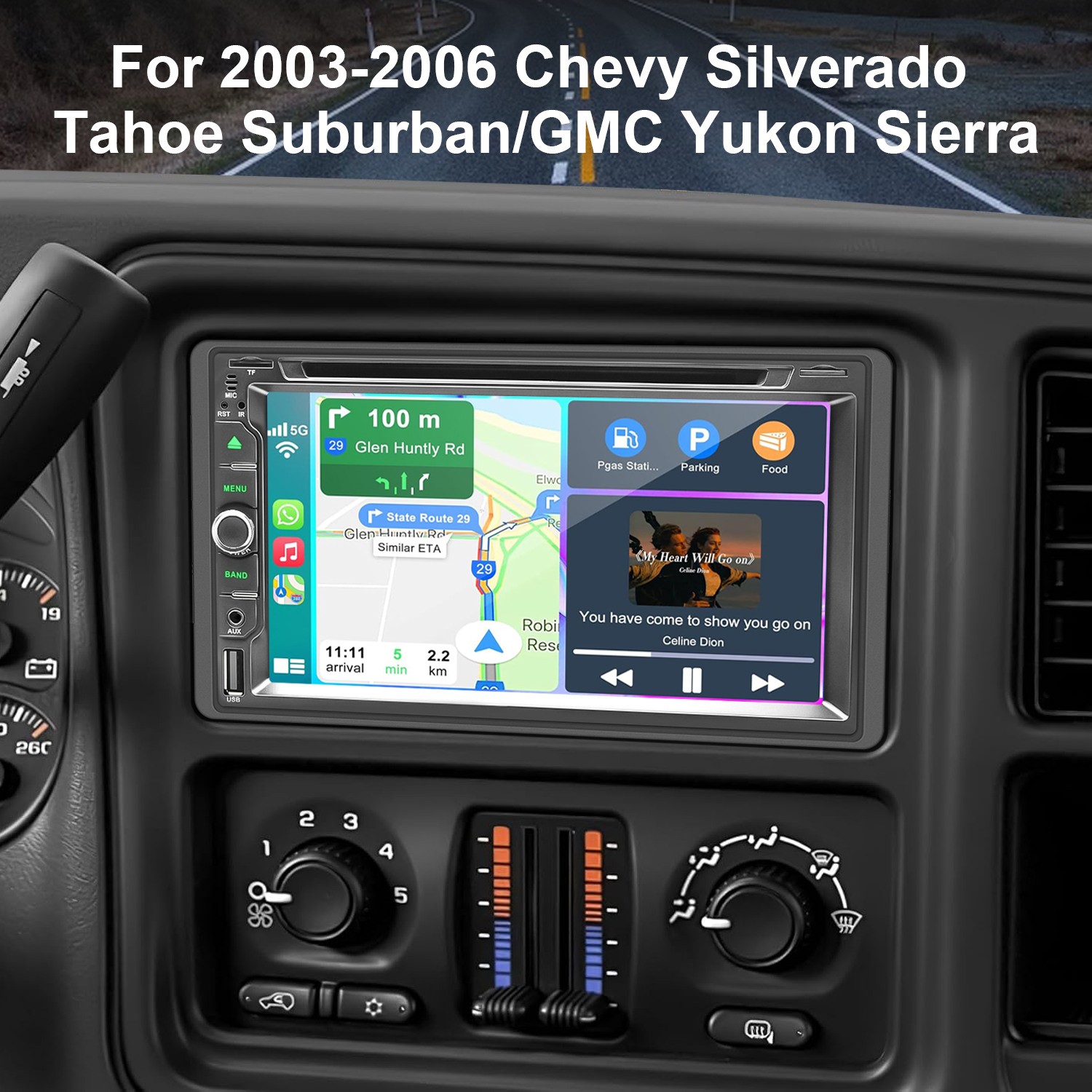 For 2003-2007 Chevy Silverado Wireless Apple Carplay Stereo Radio DVD CD Player