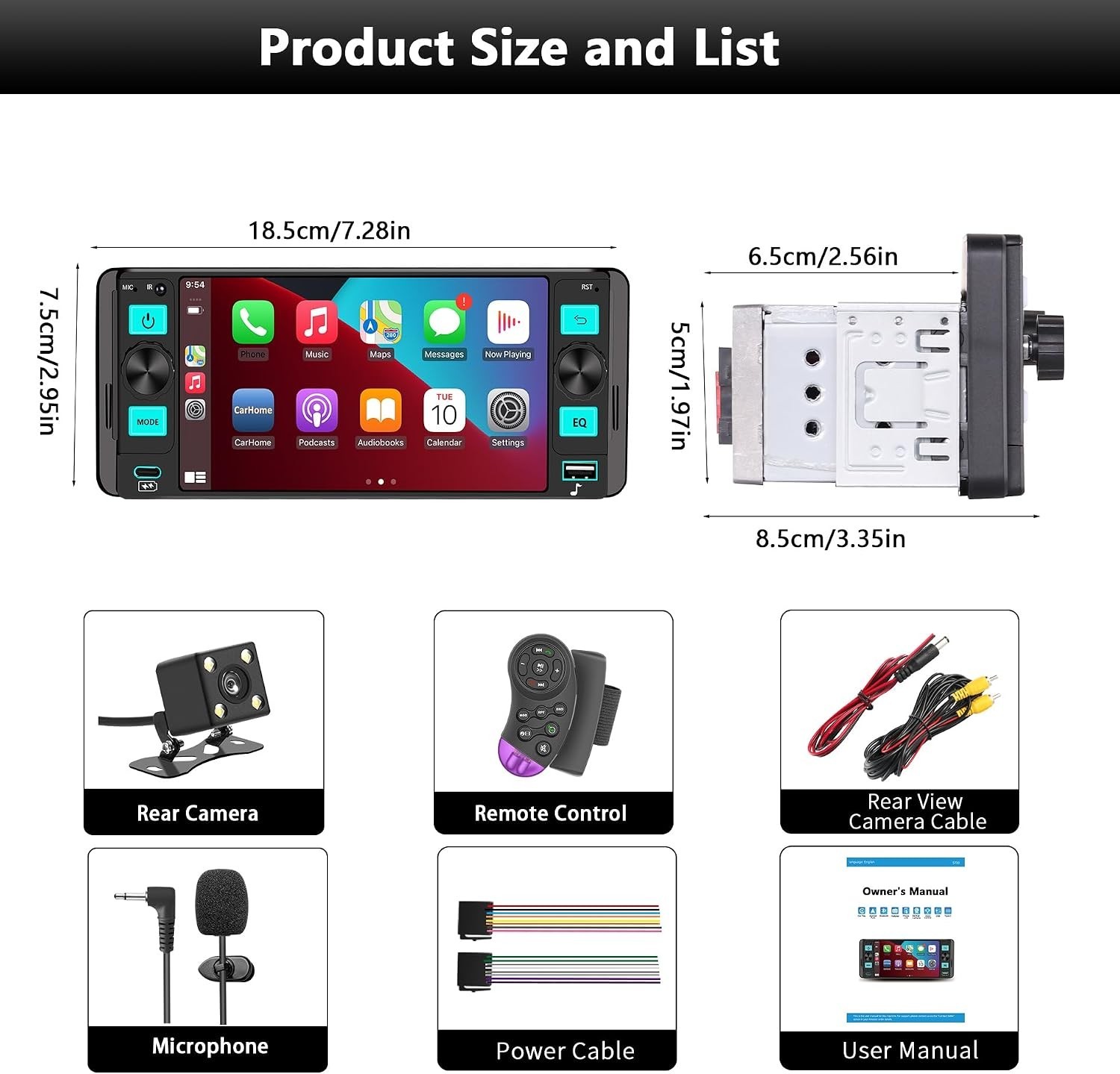 Power Acoustic Single DIN 6.5″ Touchscreen Car Stereo Apple Carplay