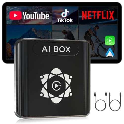 AI Box for Factory Wired CarPlay, Wireless CarPlay & Android Auto Adapter Black