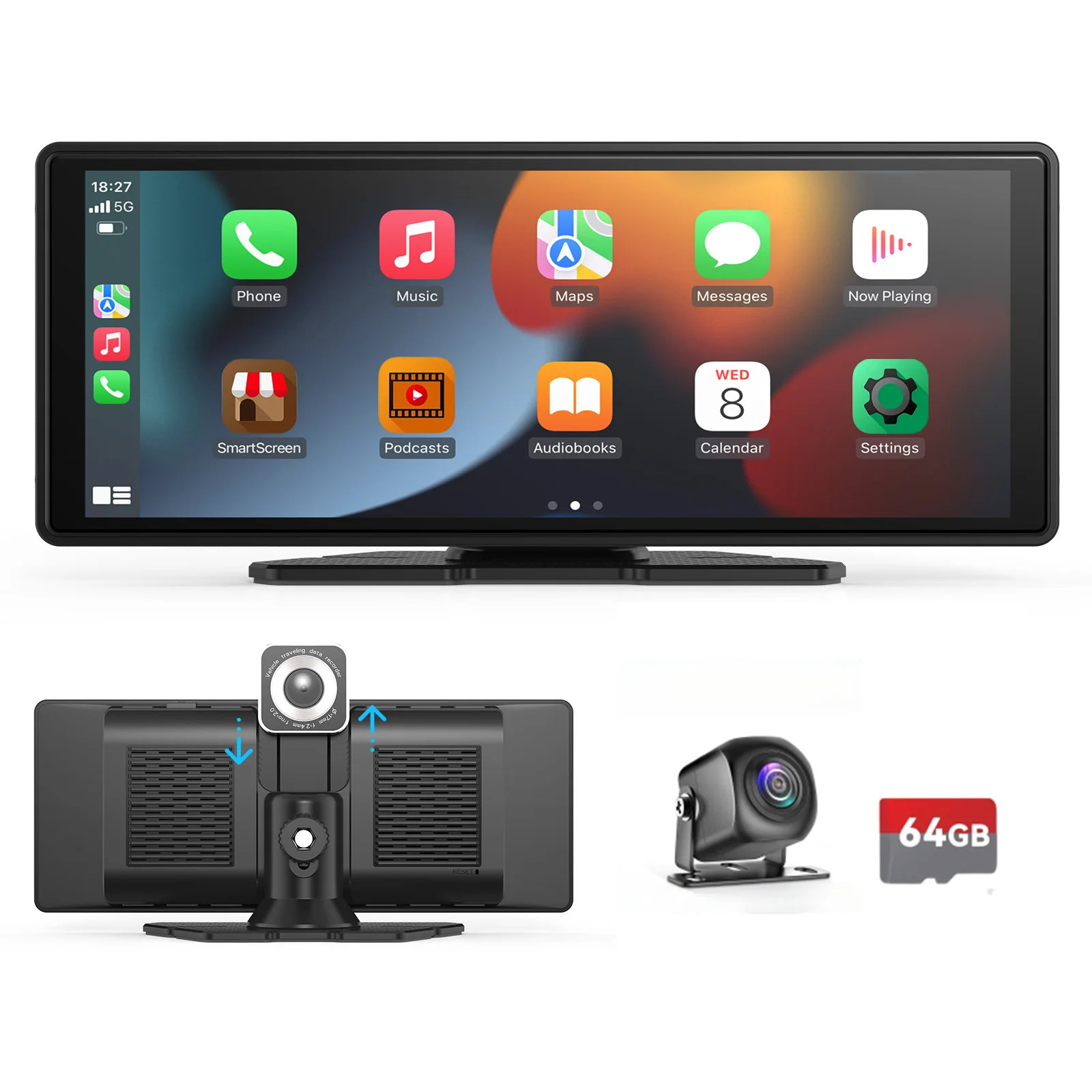 Wireless CarPlay Screen Portable Car Stereo Touchscreen Android Auto Universal