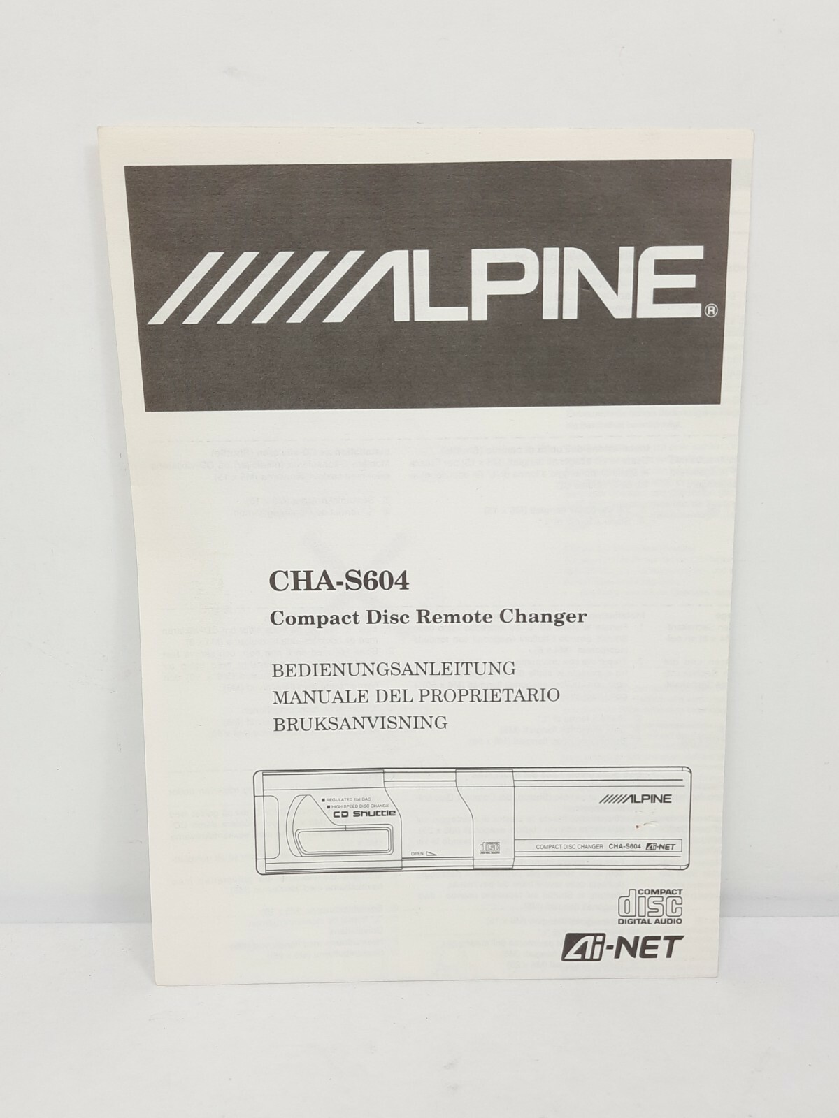 Alpine CHA-S604 ORIGINAL Owners Manual ONLY German Italian Norwegian Text EX CON