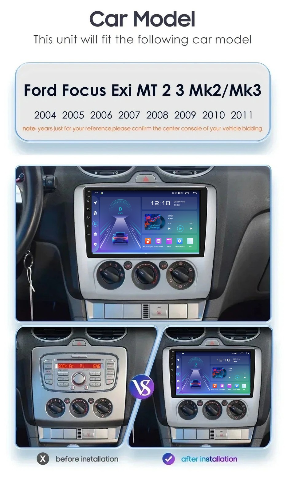 8 Core 64G Android Car Radio for Ford Focus 2 3 Mk2 Mk3 MT 2004 – 2011 Carplay