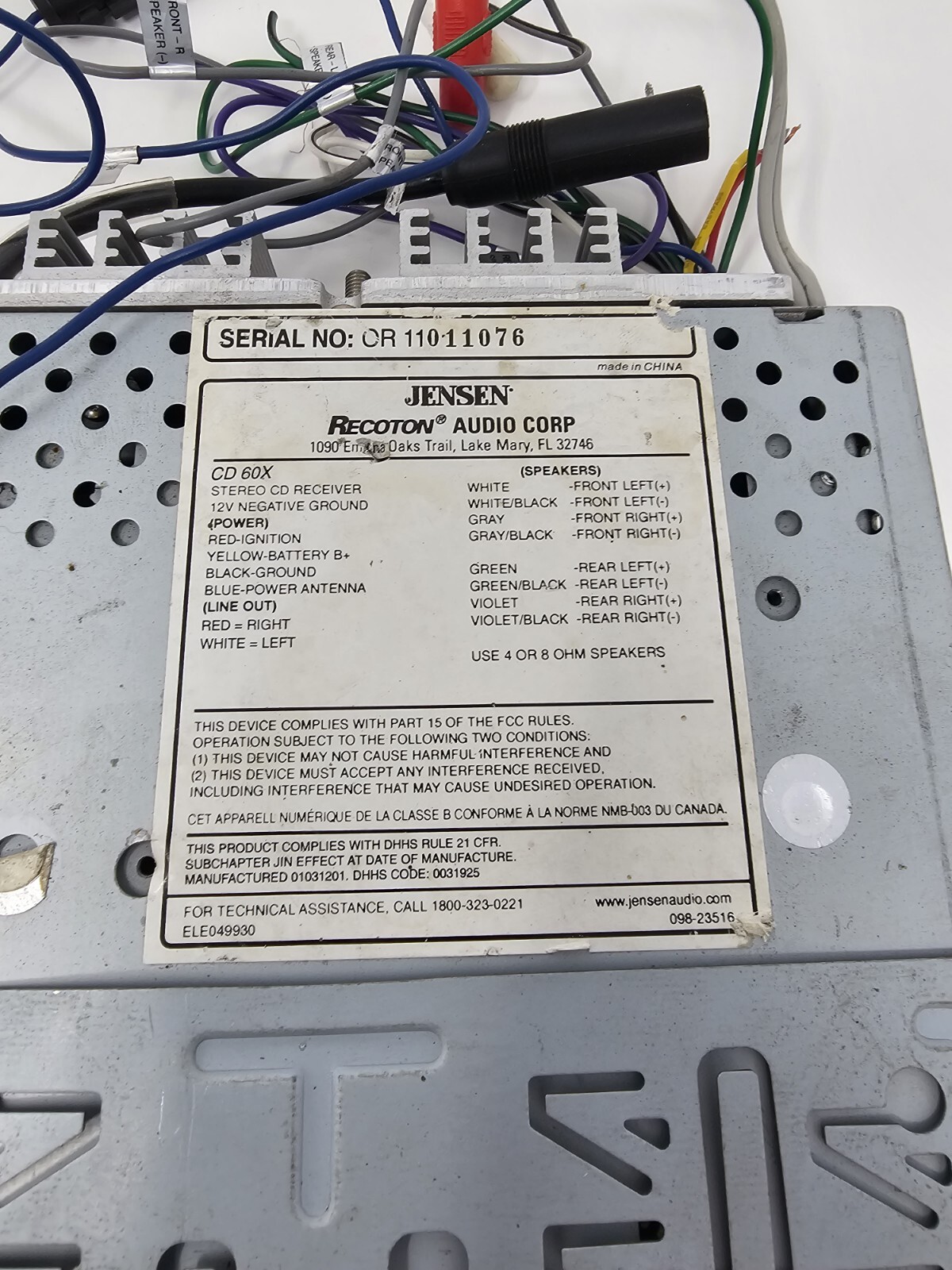 Jensen CD60X Car CD Stereo 100 watt 4 Channel