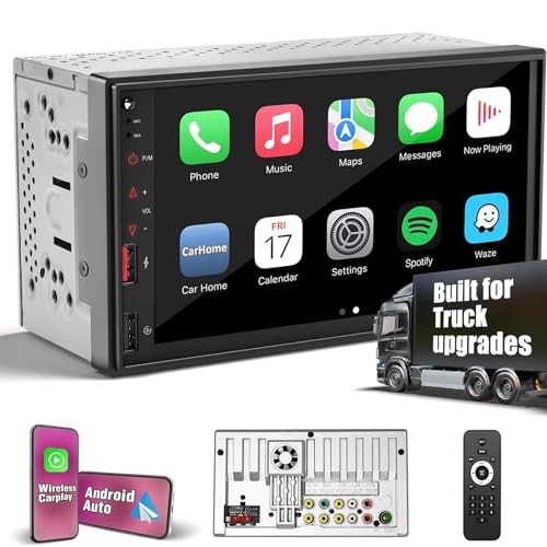 【】 Radio for Truck,Double Din Car Stereo with Wireless Carplay&Android Auto,7