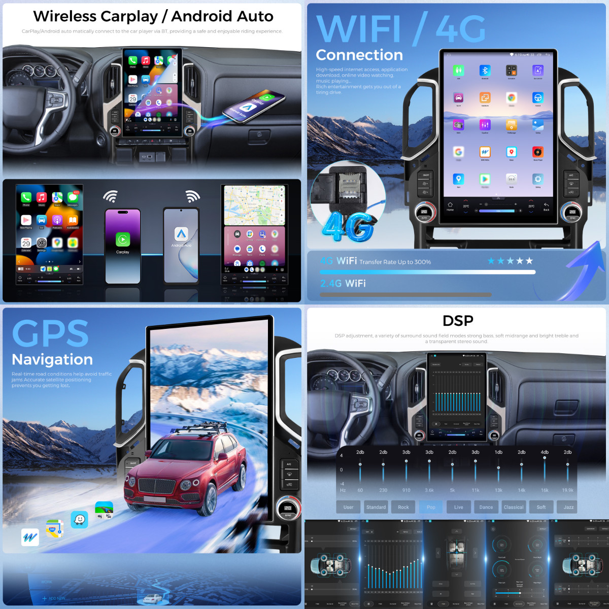 15.6″ Tesla Style Android Radio For Silverado Sierra Wireless CarPlay 64GB