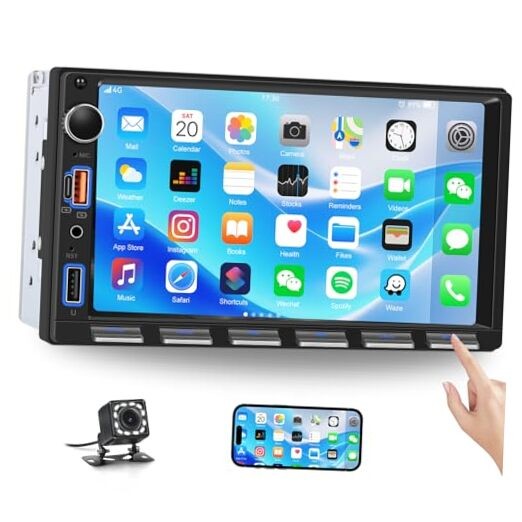 [Upgrade] Double Din Car Stereo with Bluetooth,7 Inch double din with button