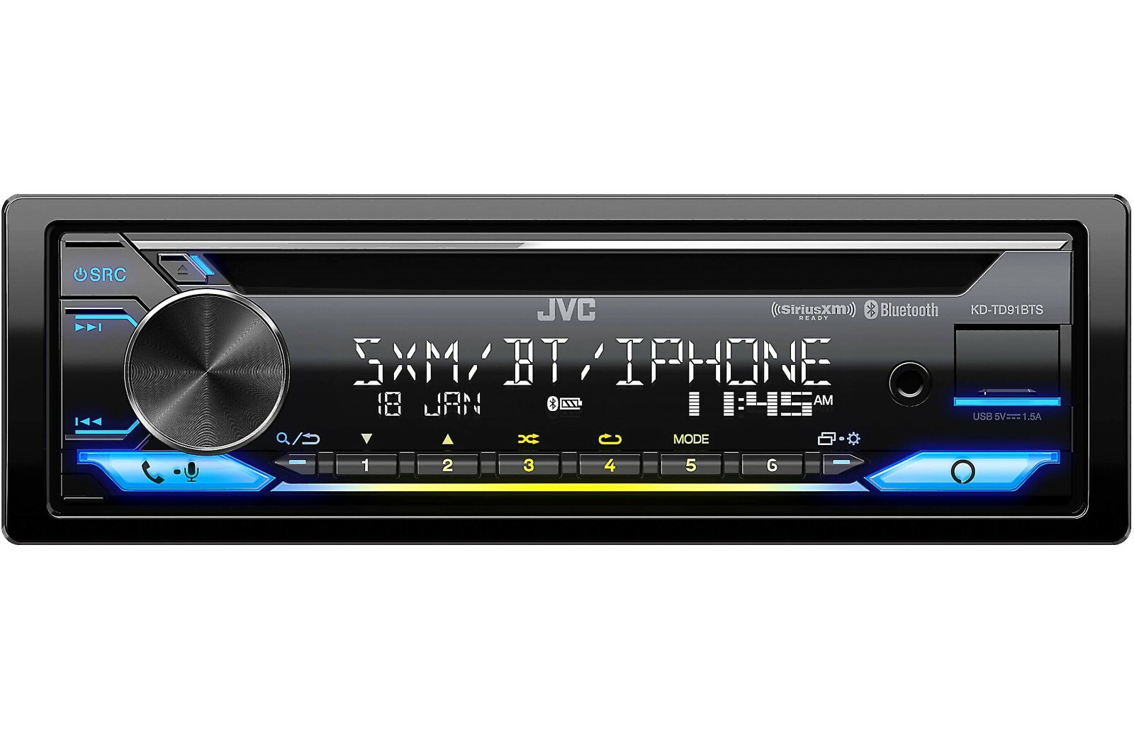 JVC KD-TD91BTS Bluetooth CD Player Android iPhone Alexa Pandora XM USB Aux AM FM