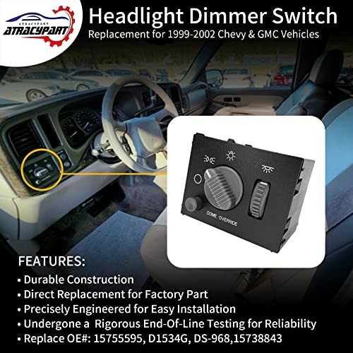 Headlight Switch Dimmer Switch Headlight Switch – 15755595 Gray – 1999-2002