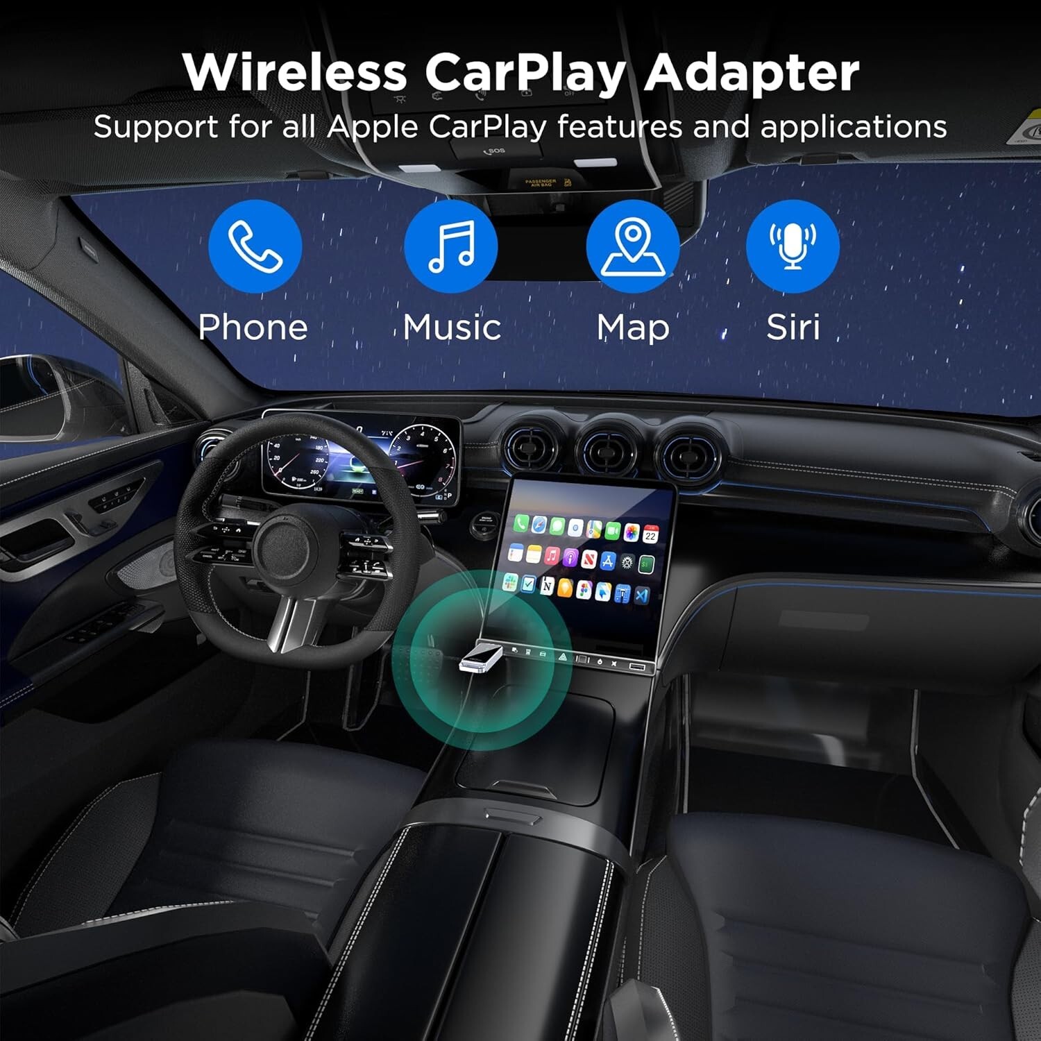 NEW Wireless CarPlay BY967D SEALED Plug and Play No Latency Wired to Wireless