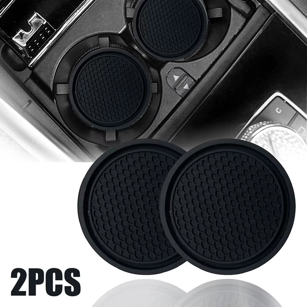 2Pcs Black Car Auto Cup Holder anti Slip Insert Coasters Pads Interior Accessori