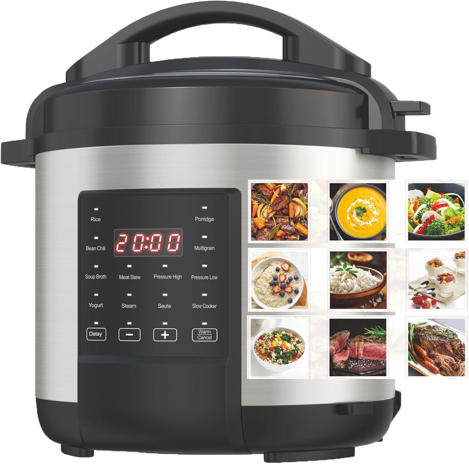 7-in-1 Multi Cooker, 6-Liter, 1000W Stainless Steel Programmable Pressure Cooker