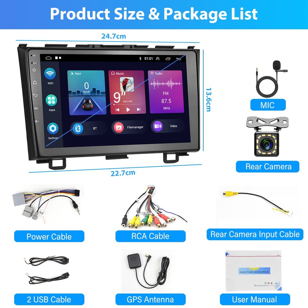 Mantian Android Car Stereo For Honda Crv 2007 2008 2009 2010 2011 Wireless