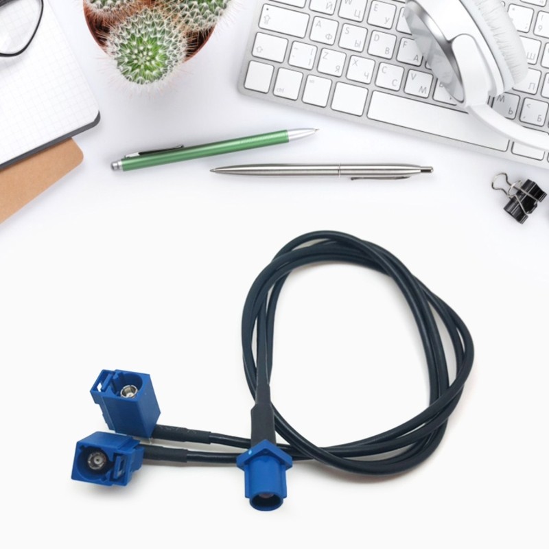 19.69inch (50cm) Fakra C Male to Dual Female Jack Y Shape Splitter Cable RG174