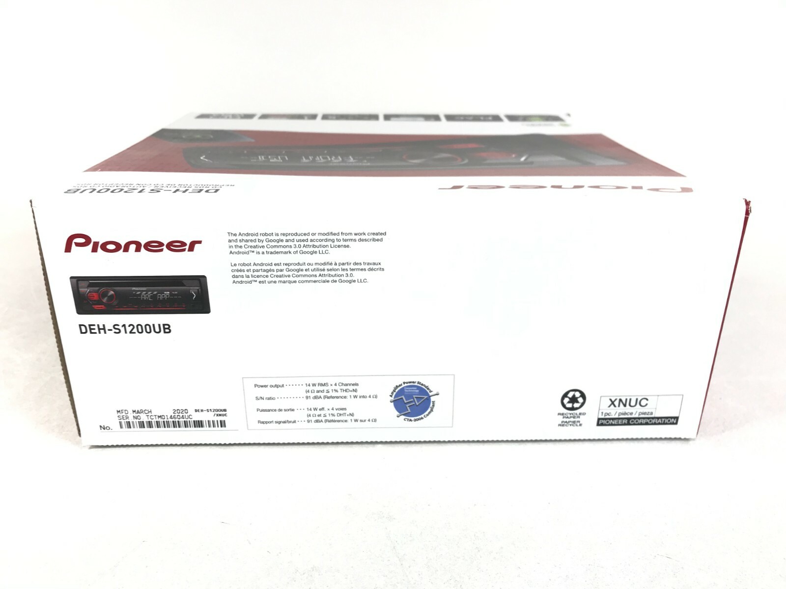 Pioneer DEH-S1200UB CD Player MP3 USB 50W x 4 Car Stereo Android AM FM Radio Aux