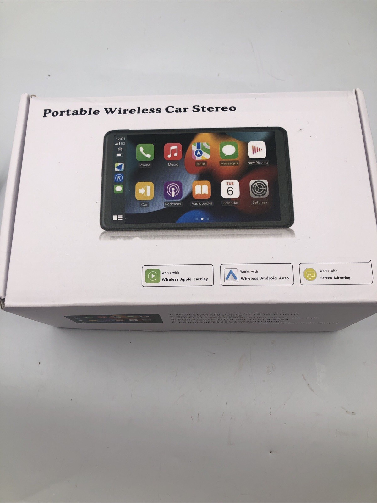 Portable Wireless Car Stereo, 7″ Screen, + Apple Carplay, Android Auto